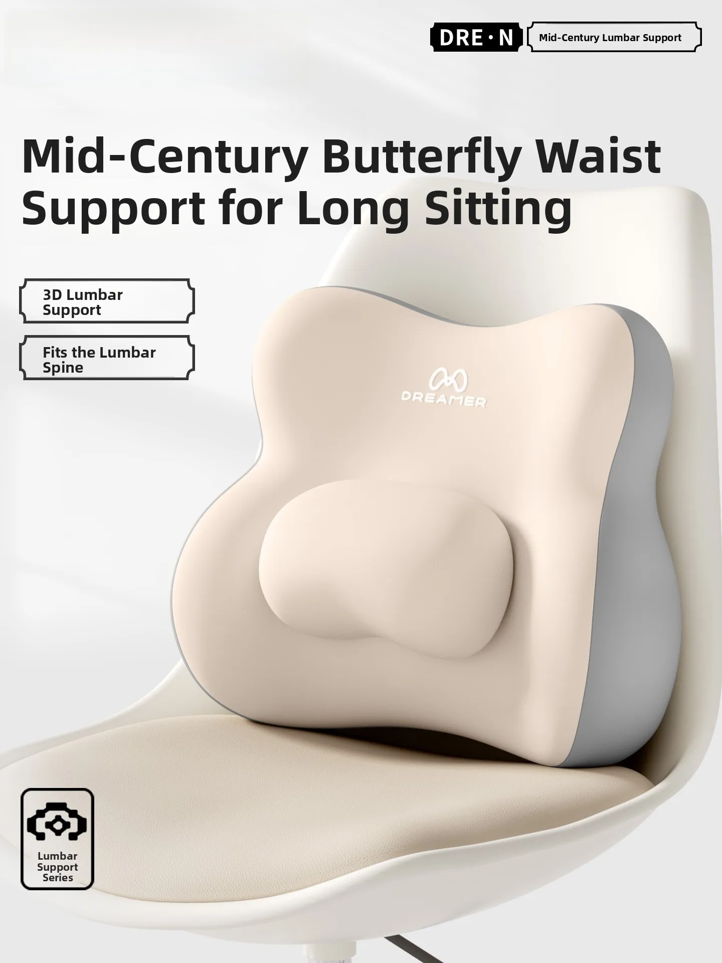

Office Back Support Pillow Lumbar Protection Cushion Ergonomic Waist Support Pillow Modern Simple Style Removable Cover