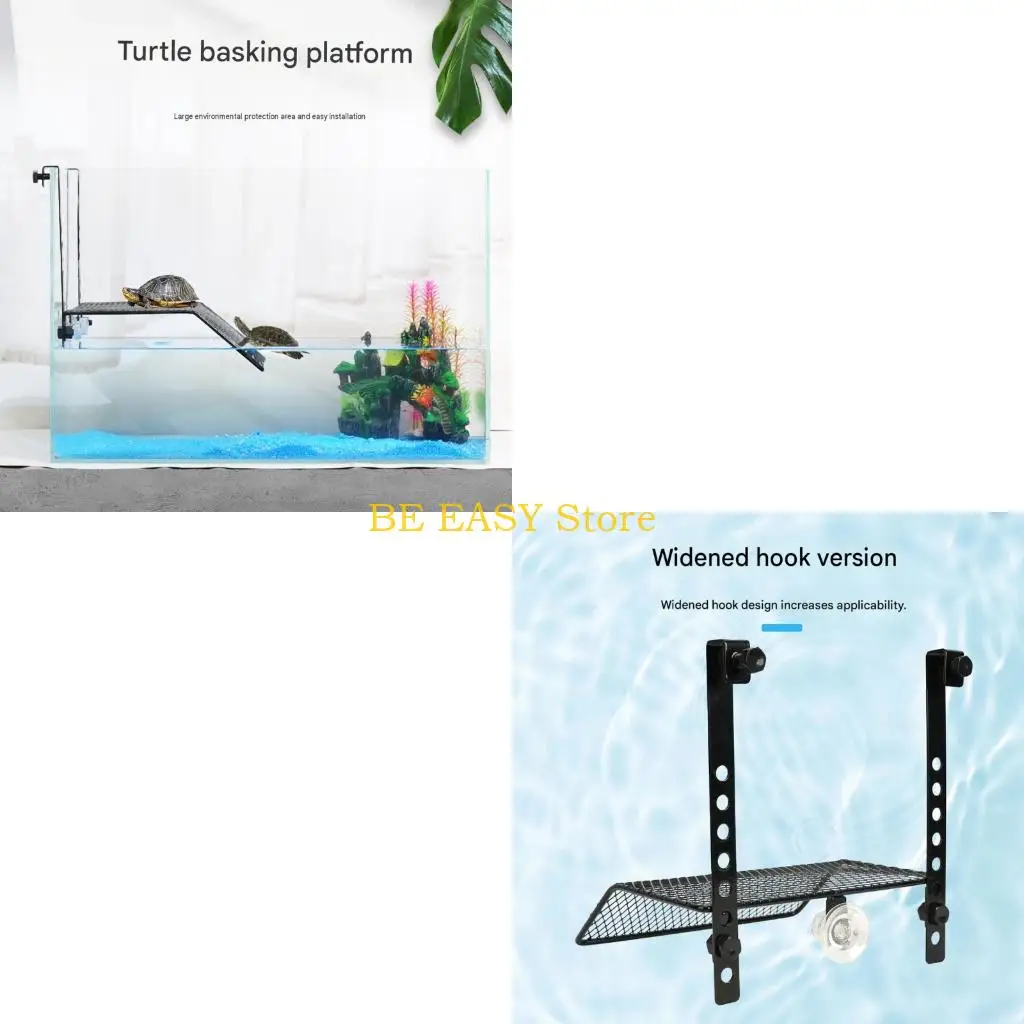 E28F Water Habitat with Hanging Coated Openwork Platform, Sloped Climbway and Dry Basking Deck for Companions