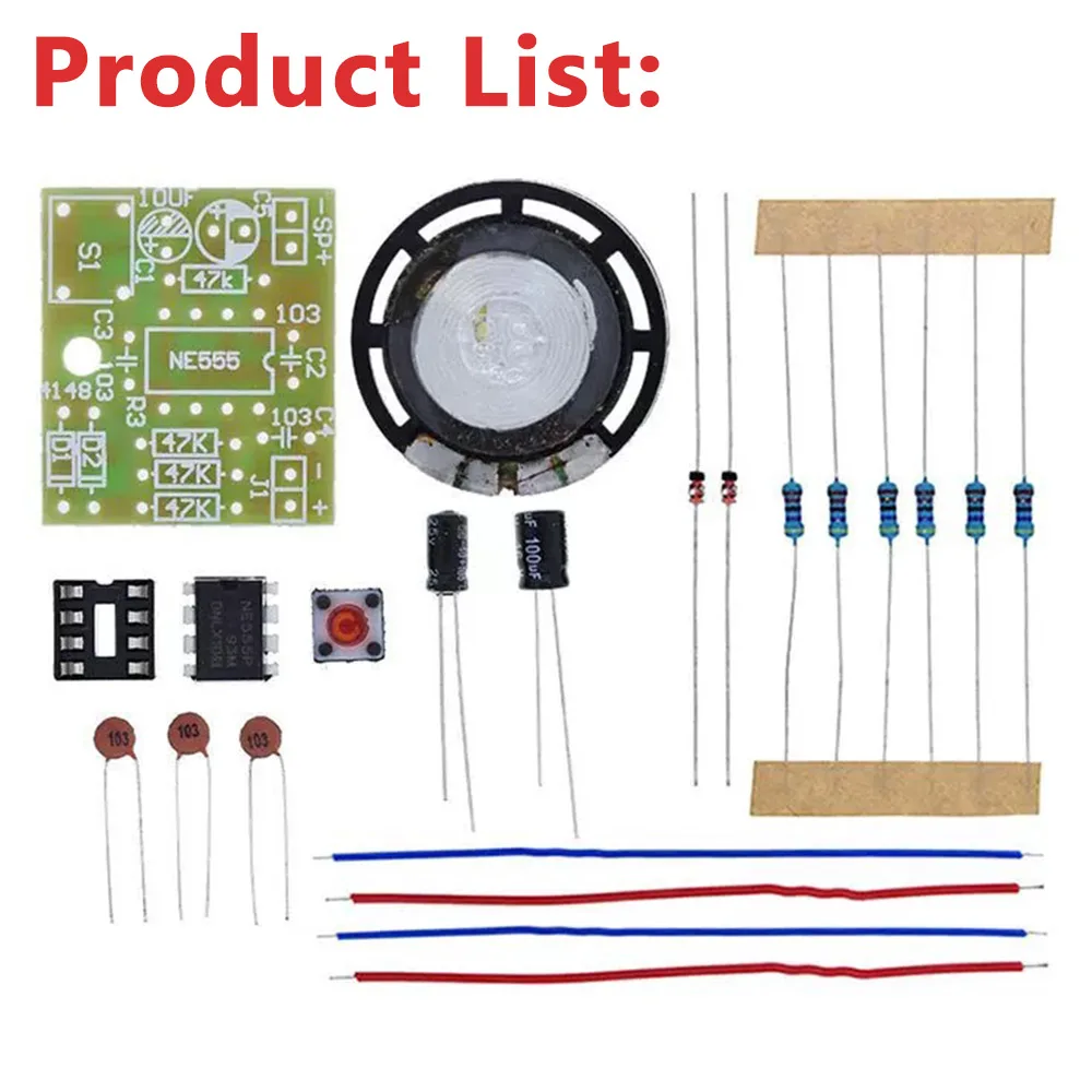 Electronic Components Kit Professional NE555 Doorbell DIY Kit - Dual Tone Ding Dong Sound PCB Soldering Practice with Complete image 2