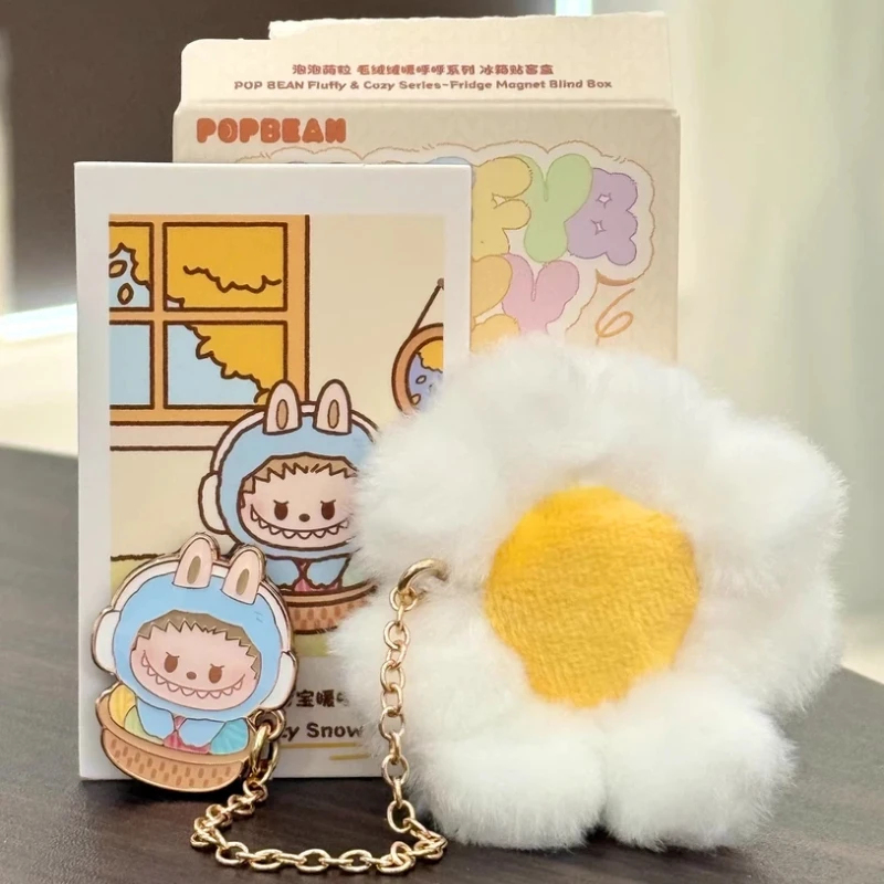 

Подлинная серия Popmart Popbean Fluffy Coy, магнит на холодильник, слепая коробка, украшение дома, кавайная игрушка, милый брелок, загадочная коробка, подарок