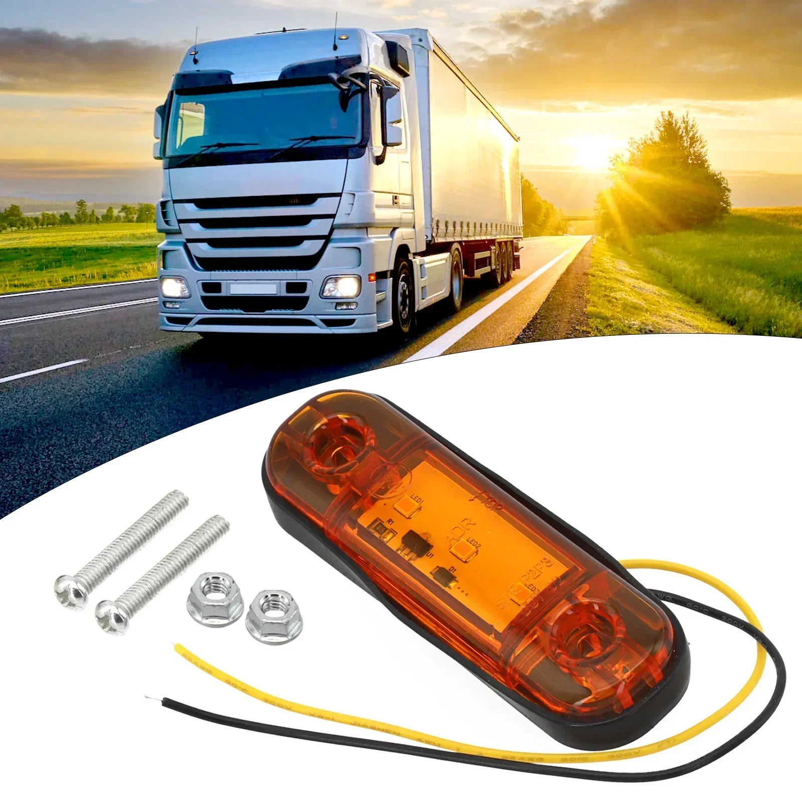 1pc LED Car Lights Truck Side Light Waterproof Wide Light Efficient 12V 24V 3LED Waterproof Truck Van Side Light Enhanced