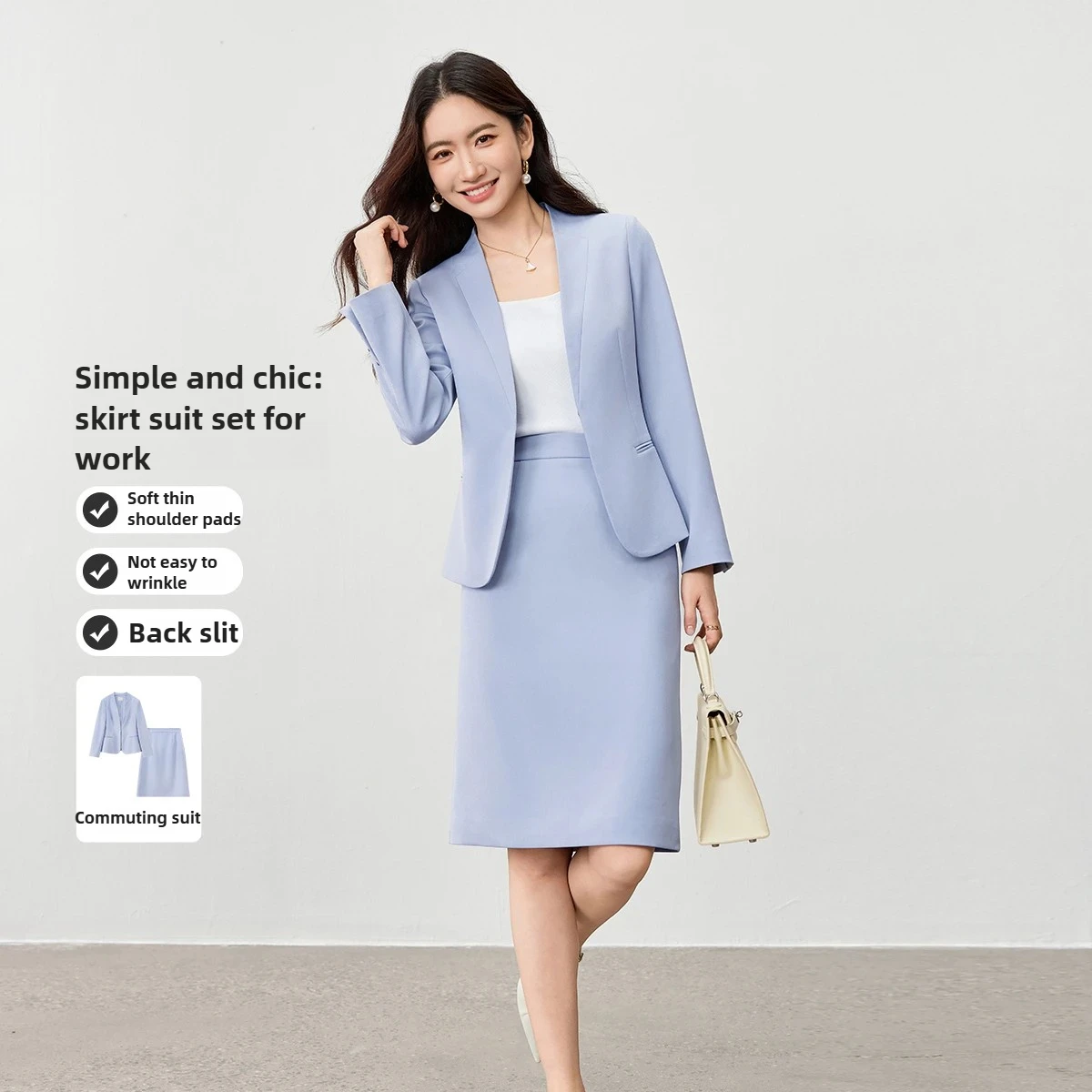 

SENTUBILA Commute Skirt Suits Women 2025 Autumn V-neck Long-sleeved Blazer Elastic Waist A-line Skirt Women's Clothing 153ZA2892