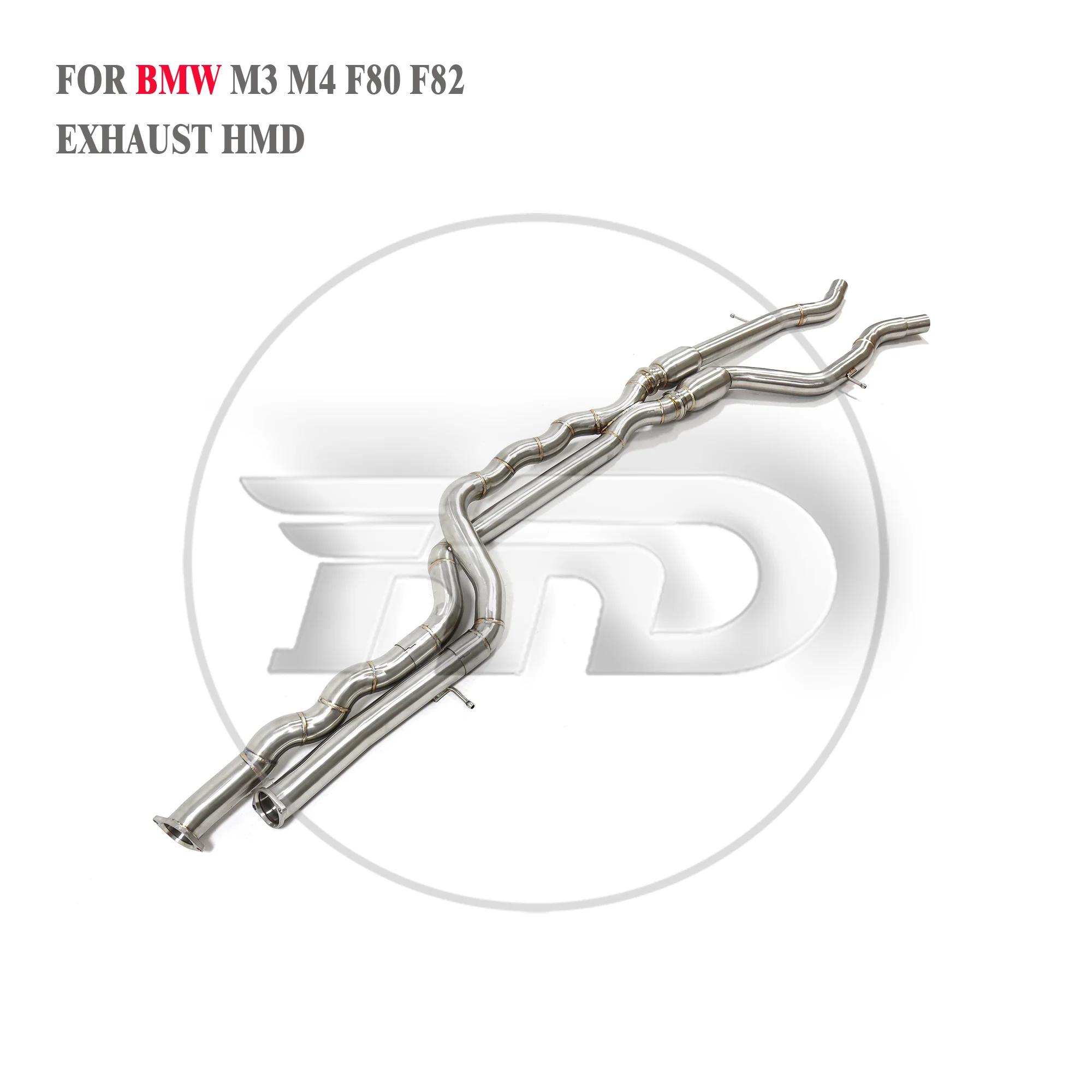 HMD Stainless Steel Exhaust System for BMW M3 M4 F80 F82 F83 Equal Length Middle Pipe With Resonator