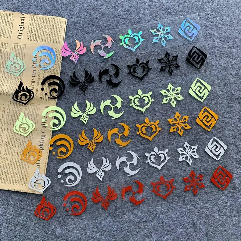 Genshin Impact Peripheral Seven Element Stickers Tram Car Window Animation Game Decoration Reflective Body Stickers