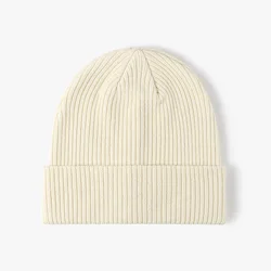 100% Cotton Beanie Cap Women Men Knitted Hat Casual Bonnets