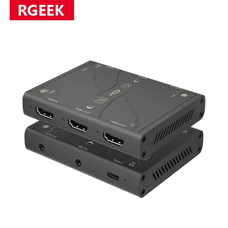 RGEEK 4K@60Hz Video Capture Card Streaming and Gaming 4K 60FPS HDR VRR RGB Passthrough PD 100W for PS5/4 Xbox Switch Camera PC