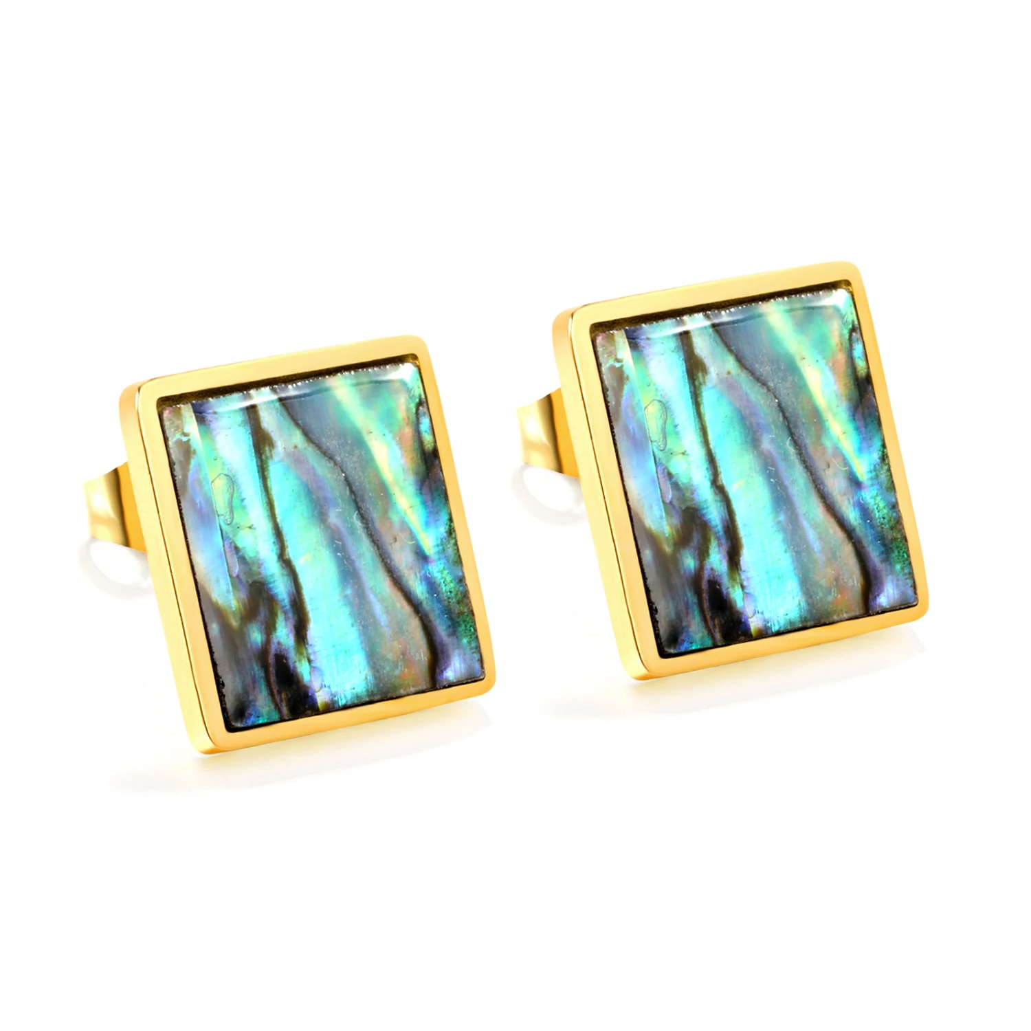 ASONSTEEL Stainless Steel Abalone Shell Stud Earrings Premium Geometry Earrings Anti-allergy Dripping oil Jewelry Party Gift