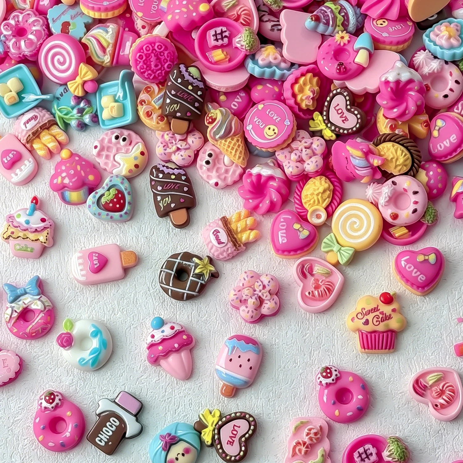 50 Stück 3D Gemischte Dessert-Kuchen Nagelcharms Cartoon Eiscreme Donut Süßigkeiten Nagelkunst Dekoration DIY Bastelbedarf Handyhülle Maniküre-Teile – Detail 7