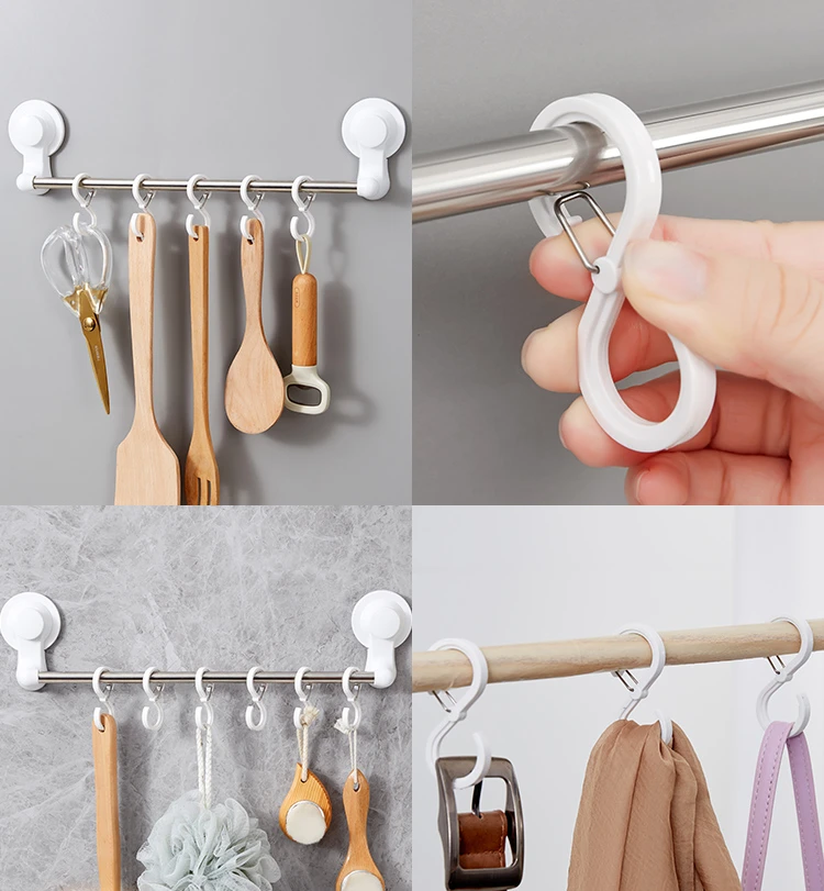 S-Shape Hook Wardrobe Anti-Drop Buckle Clothes Hook Punch-Free Plastic Windproof Lock Coat Hook Dormitory Kitchen S Hook