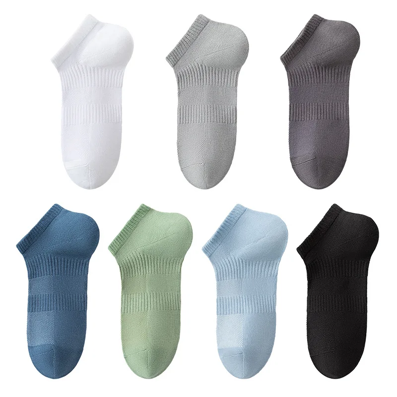 Men's Short Non-Slip Socks 100% Cotton Antibacterial, Refreshing and Breathable with Aloe Vera Essential Oil, Spring and Summer.