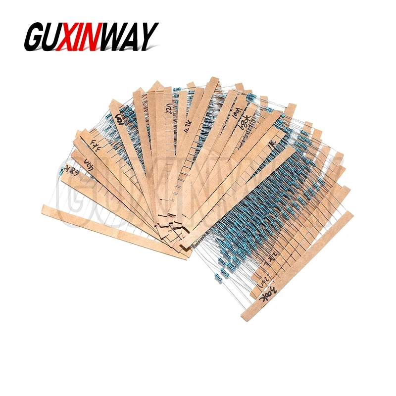 30 видов сопротивления 1/4 Вт, 1% комплект металлопленочных резисторов, набор резисторов 1 К, 10 К, 100 К, 220 Ом, 1 м