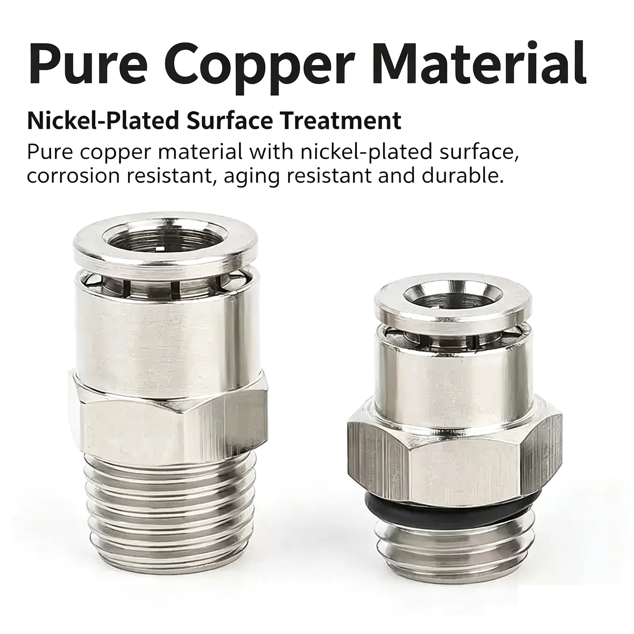Pneumatic Cylinder Air Tube Quick Fitting PC6/8/10‑01/02/03/04, Full‑Copper Thread Straight Push‑in Metal Connector