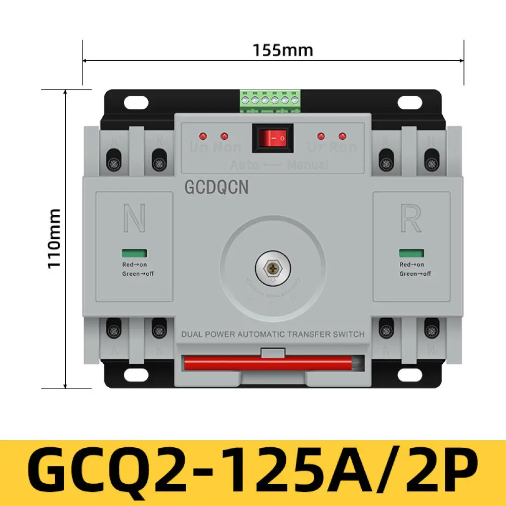 GCDQCN Automatic Changeover Switch Dual Power Supply System For Home PV Solar Energy Storage Selector 2P 4P 63A 125A Control