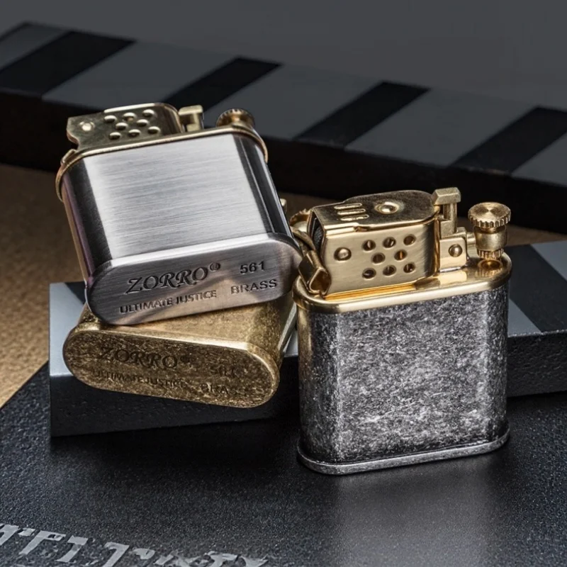 ZORRO Different Metal Grinding Wheel Retro Lighter Unique Brass Lighter Outdoor Tools Festival Gifts Classic Antique Lighter