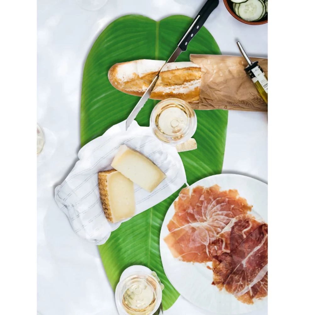 

4pcs premium Fabrictropical Wedding Home Table Mat Decorations Banana Leaves Placemat Artificial Leaves Table Mat