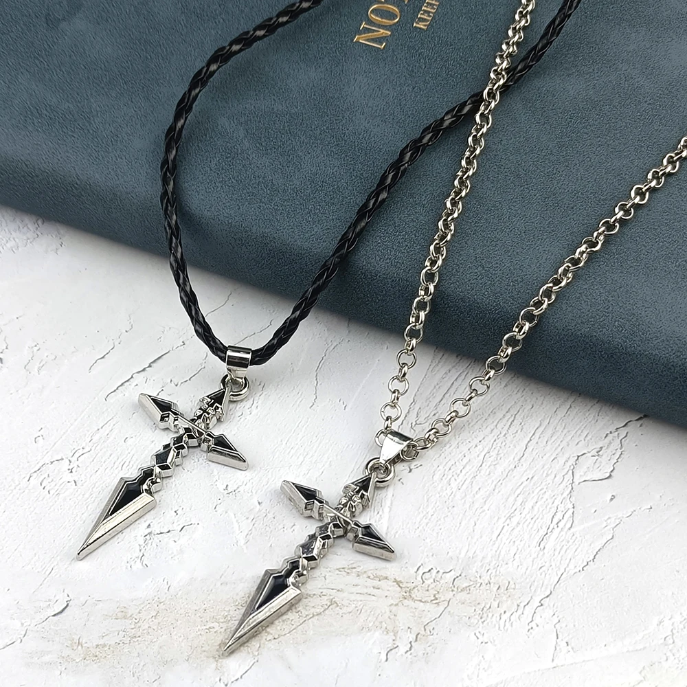 Anime Fate Stay Night Necklace Fate Zero Saber Emiya Cross Pendant Necklace For Women Men Accessories Manga Jewelry Gift