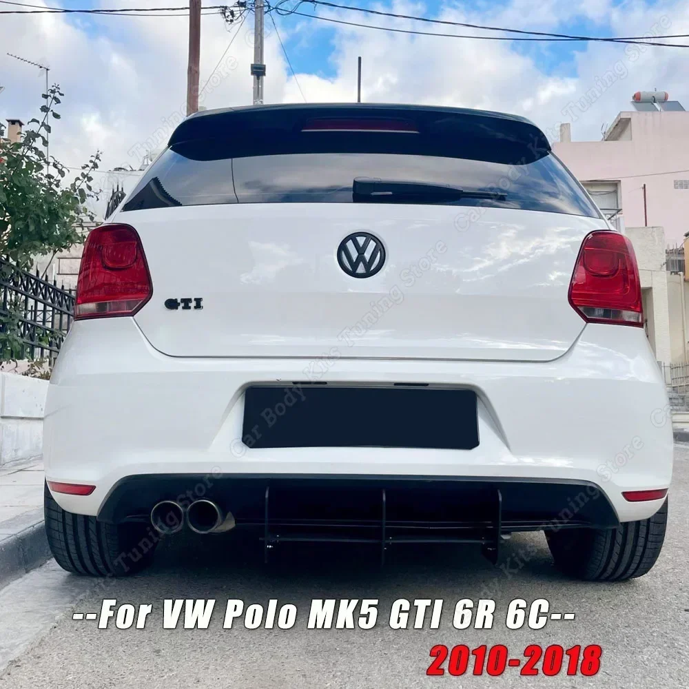 Car Rear Bumper Diffuser Flag Spoiler Splitter For Volkswagen VW Polo MK5 GTI 6R 6C Two Four Door Facelift Accessories 2010-2018