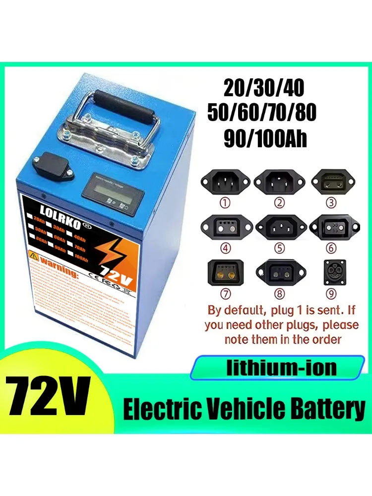 72V 20Ah-100Ah Lithium-Ionen-Akku-Pack Lipo 3000W für Elektrofahrzeuge, Dreiräder und Elektrogeräte