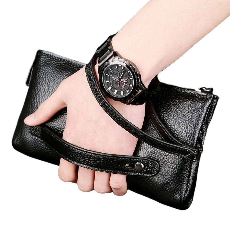 2025 Hand Bag Men Real Cowhide Korean Lock Clutches Male Authentic Luxury Brand Pouch Wallet Clutch Bags Clamping Sack handbags view 3