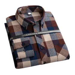 Camisas a cuadros para hombre, camisa de talla grande de ocio, 100% algodón, franela cálida, informal, de manga larga