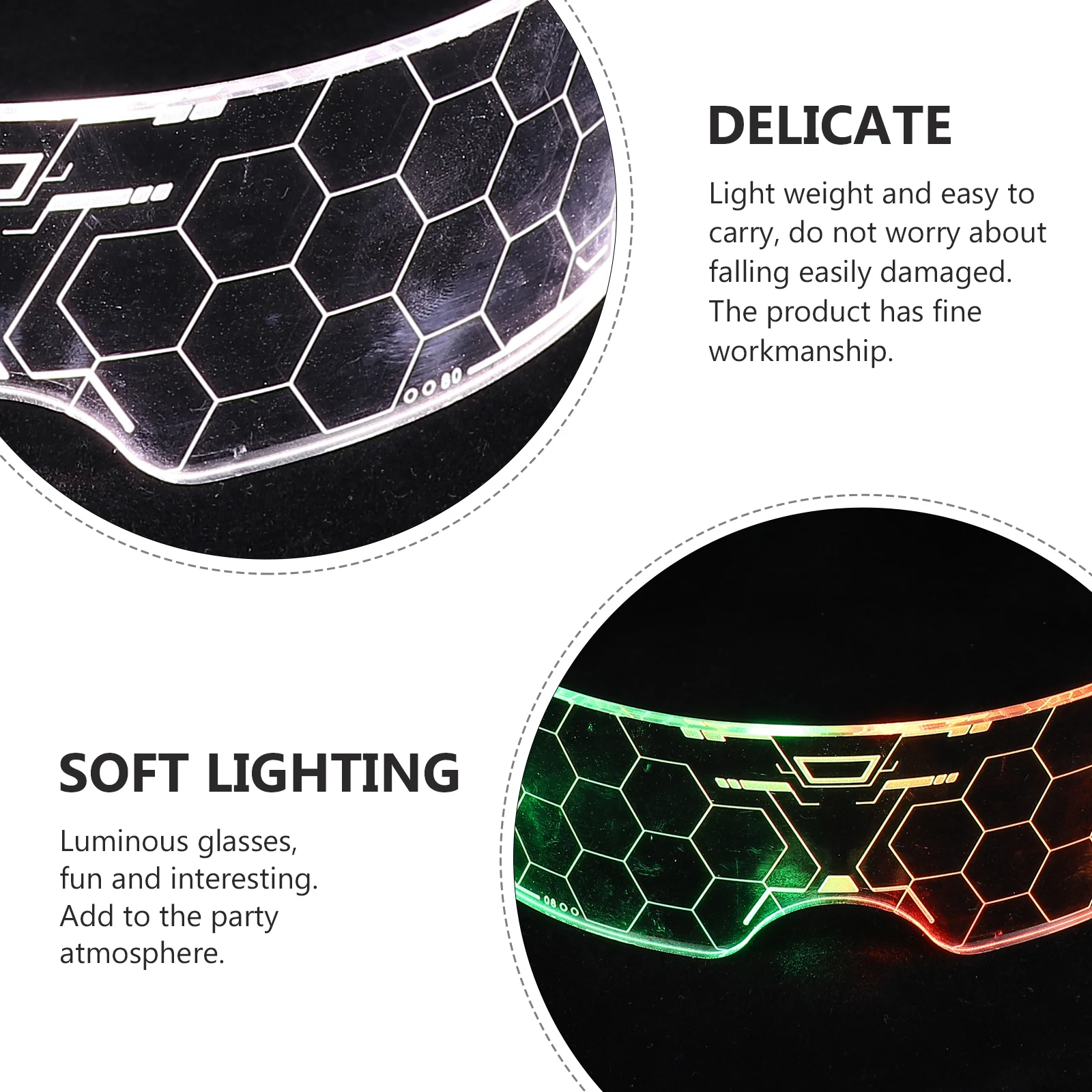 Lunettes lumineuses LED, 2 pièces, accessoires de danse, accessoires de mode, fournitures de lunettes lumineuses d'halloween, décorations de fête