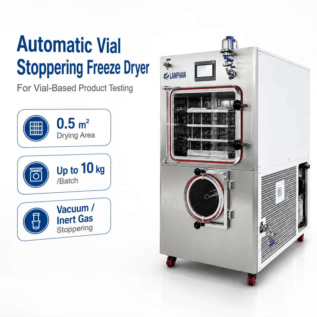 Pilot Vacuum Lyophilizer For Vial-Based Products, 0.5m² Freeze Dryer For Formulation And Process Development