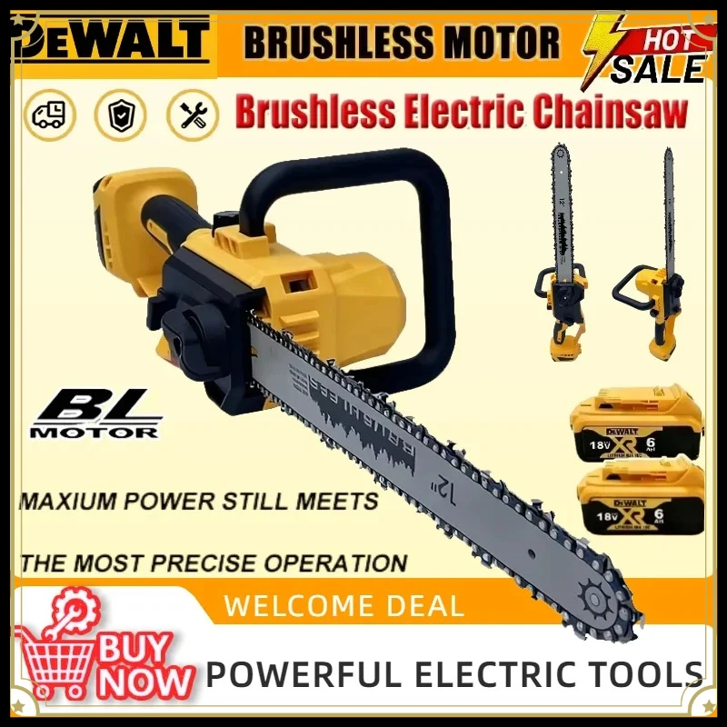 

Аккумуляторная цепная пила DEWALT 20V с бесщеточным двигателем и автоматической смазкой, портативная электрическая пила для обрезки деревьев, распиловки древесины, садовый электроинструмент