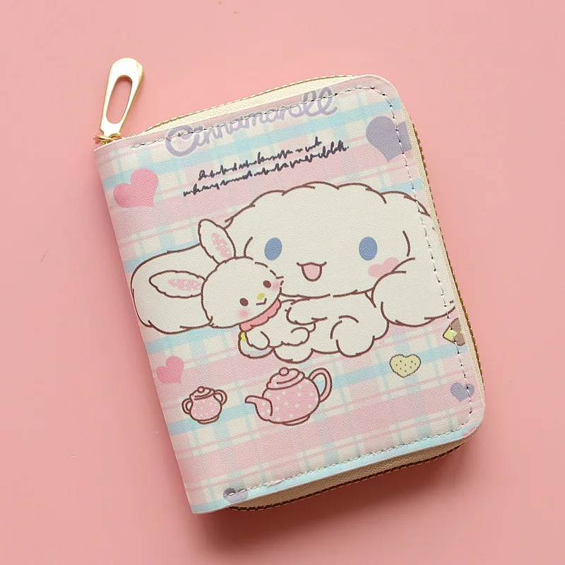 Sanrio Cinnamoroll Cute Children Printed Coin Purse Anime Fashion Cartoon Female Student Short Zipper Money Small Bank Card Bag