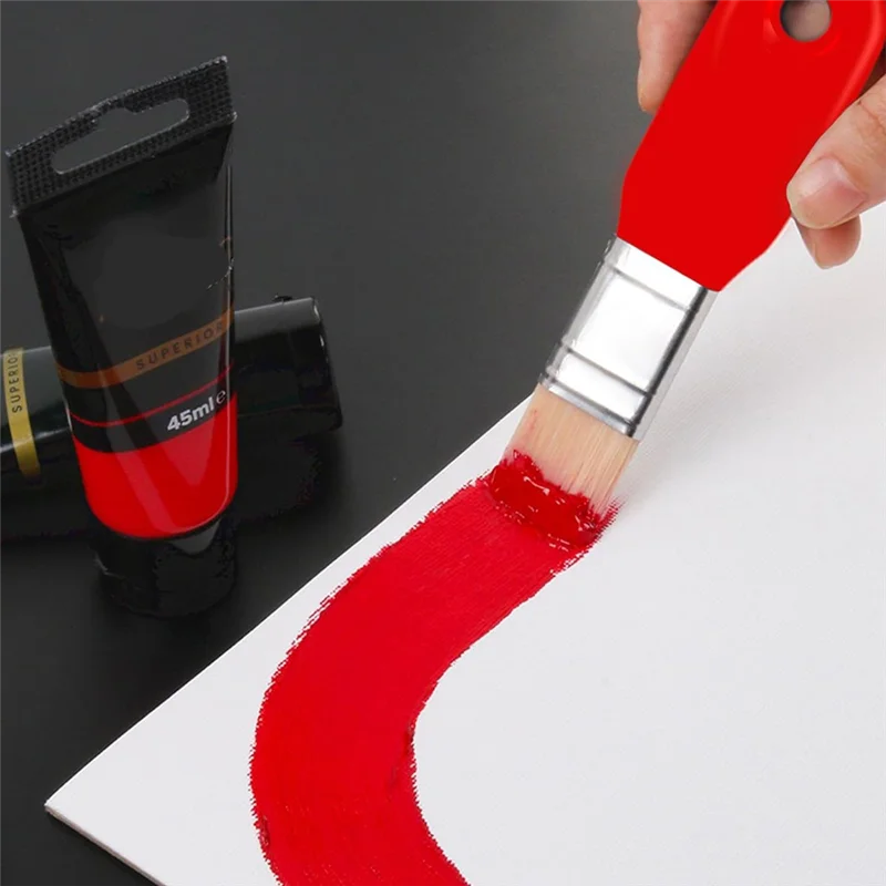 Set Kuas Dayung Datar, Kuas Nilon untuk Akrilik, Cat Minyak, Pernis, Cat Air, Pelukis, Pelajar, Seniman Cat Air