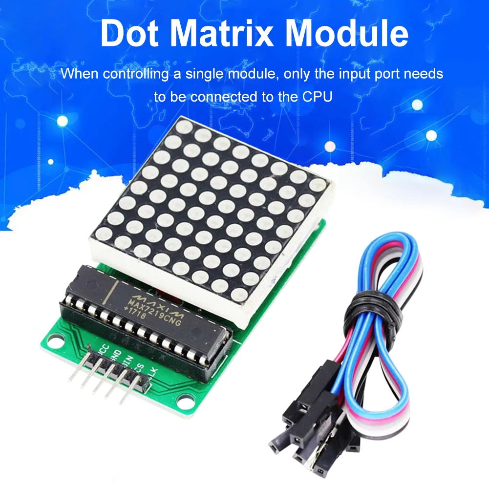 MAX7219 Microcontroller Module 5V 8x8 Dot Matrix Module with Input Output Interface 4 Fixing Screw Holes