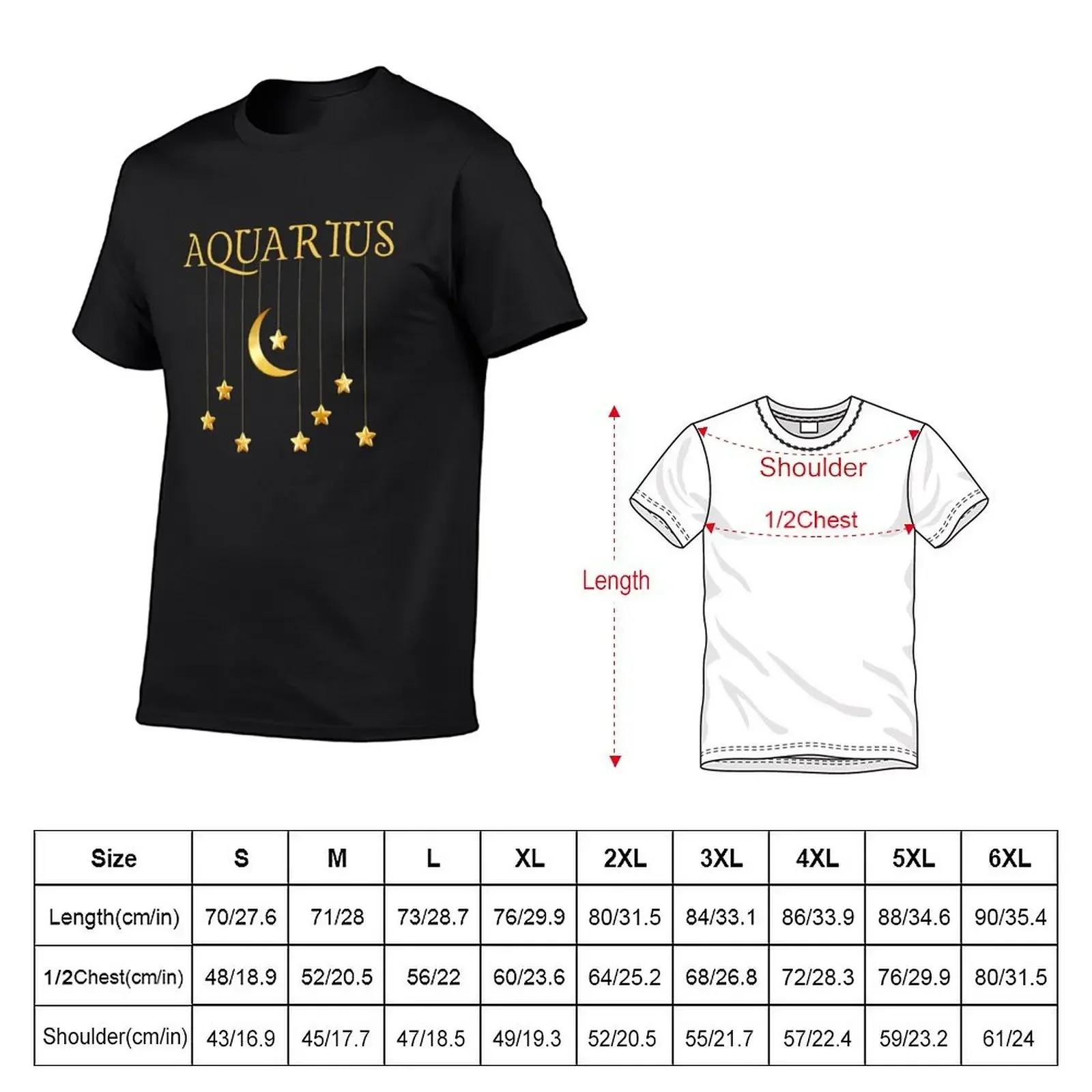 Aquarius Zodiac Sign with Stars T-Shirt quick-drying anime tshirt t shirt for men