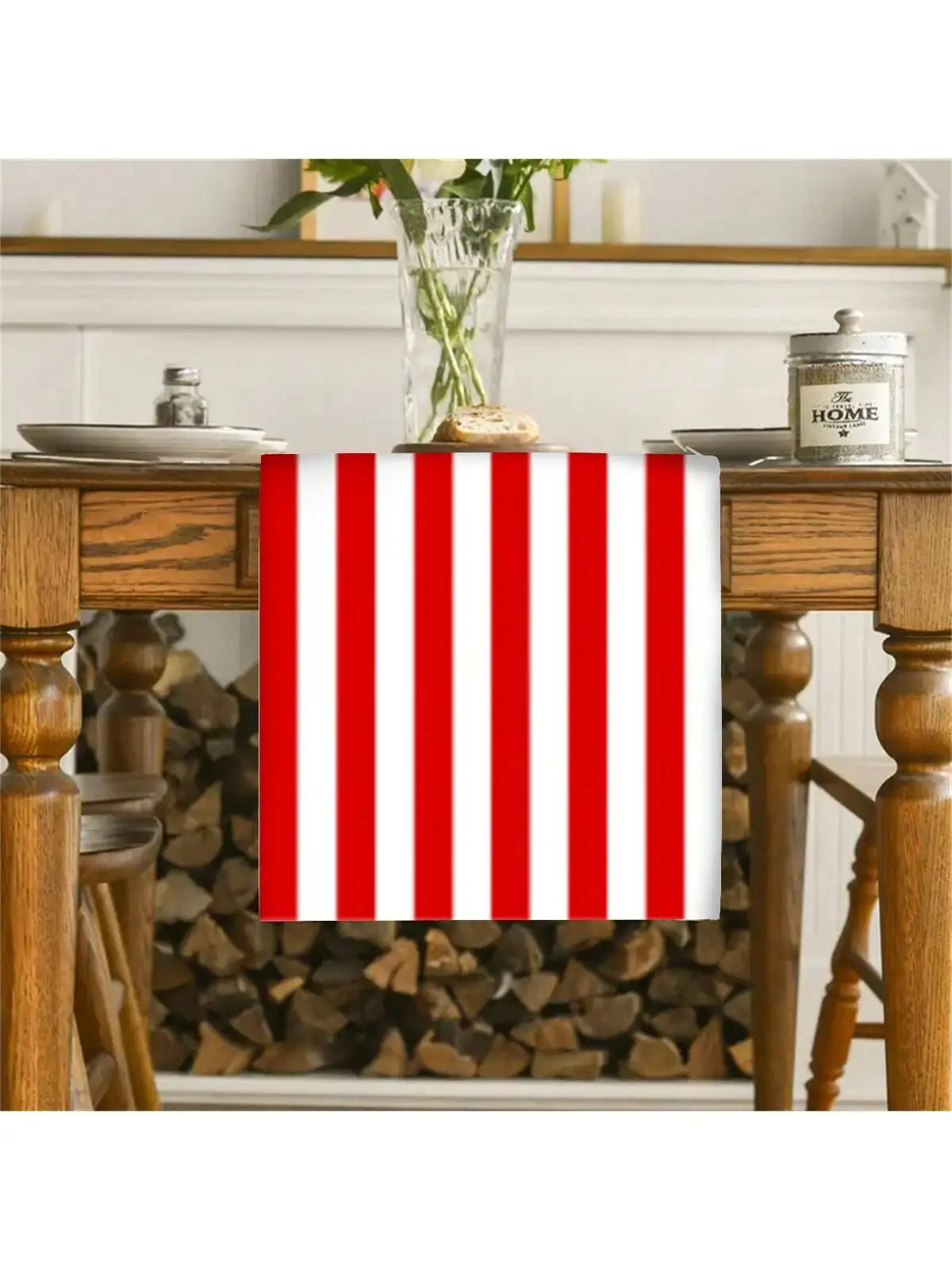 1 Piece of Elegant Red and White Stripesd Table Runner - Country Style Fabric,非常适合 Kitchen, Restaurant, Party, Home Decoration, Dressing Table Decoration