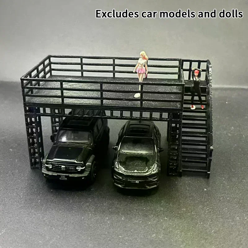 

1/64 Scale Diorama Steel Frame Display Stand Model Two-Tier Platform Scene Model Car Garage Model Scene Display Accessories