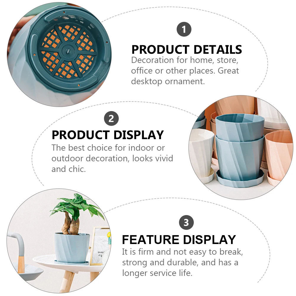 

4Pcs Succulent Flower Pot PP Material Vivid Chic Home Decor Durable Plastic Planter Set for Use