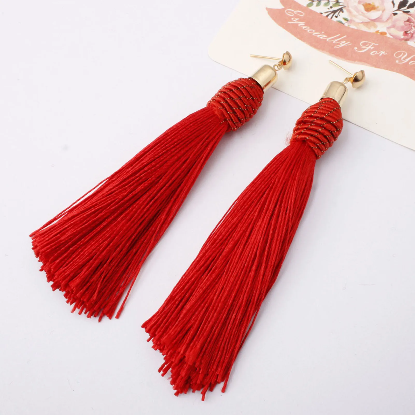 Vintage Tassel Dangle Earrings Exaggerated Style Solid Color Fringe Earrings Gifts for Mom Wife Girlfriend