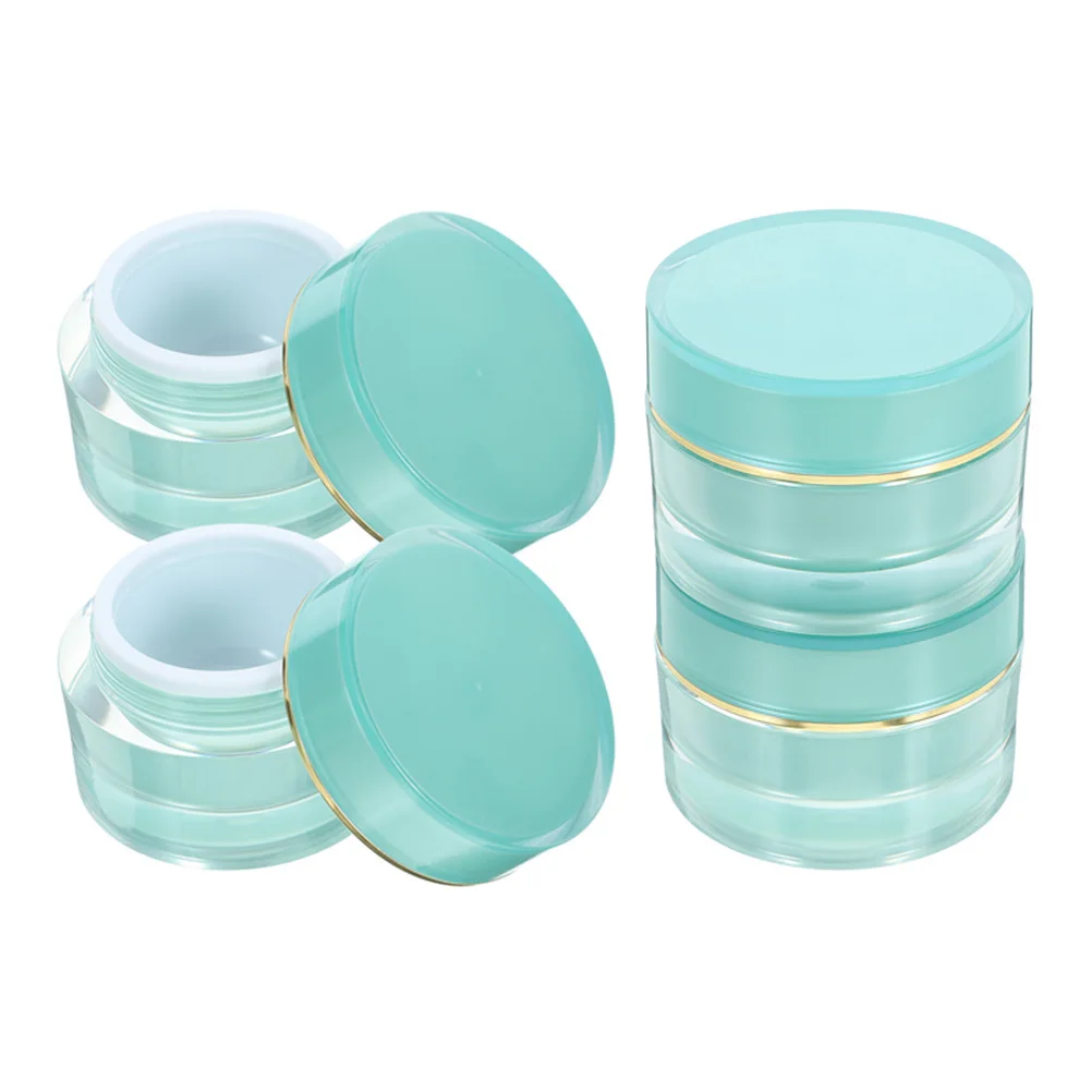 4Pcs Acrylic Cream Jars Leakproof Small Travel Refillable Containers Compact Storage Bottles Wide Mouth Jar
