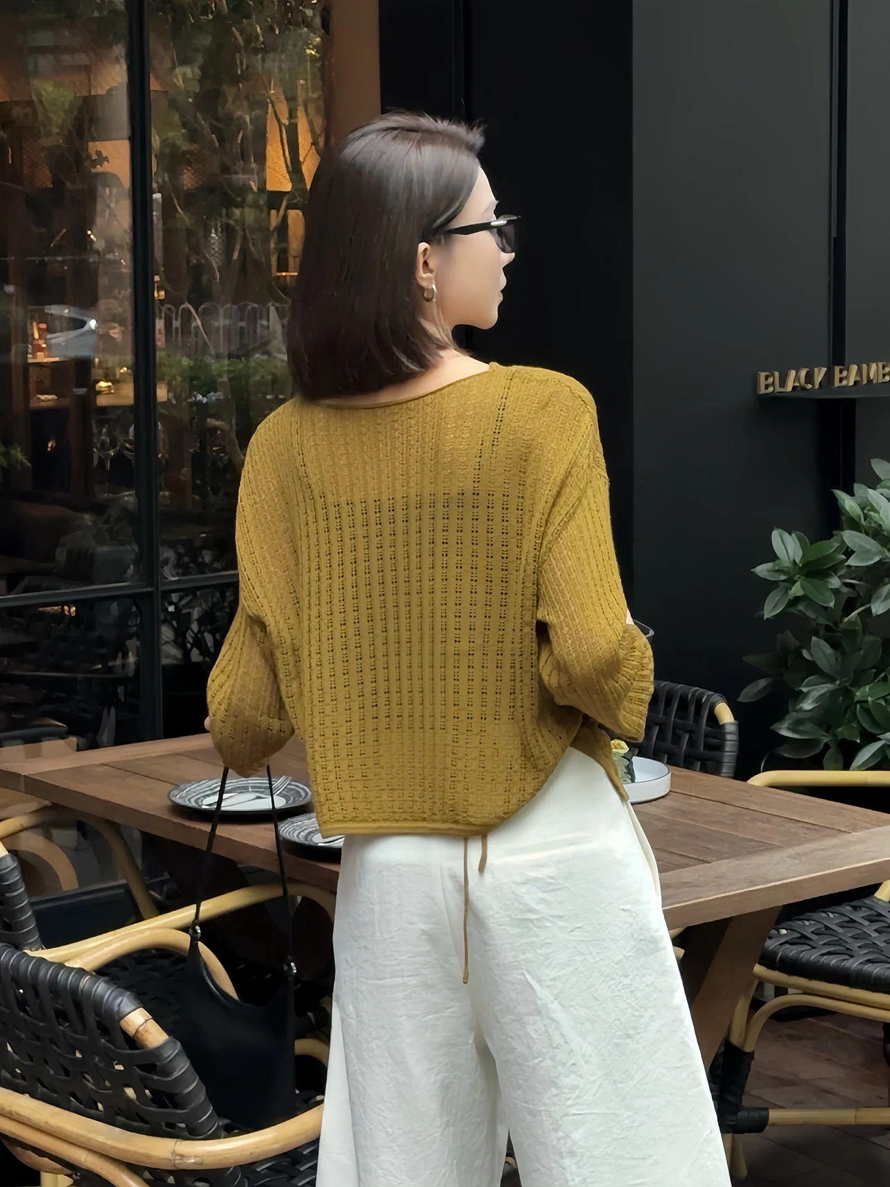 

Новый вязаный топ Zhou Lazy Sle в стиле ретро для весны и лета, дышащий, с завязками, для повседневной носки, простой прямой крой, смесь полиэстера, размер L