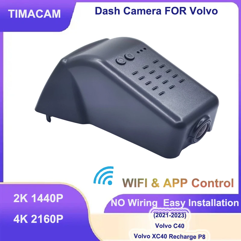 TIMACAM 4K 2K Wifi Dash Cam Dual Lens Car DVR Dash Camera For Volvo XC40 Recharge P8 2021 2022 2023 Volvo C40 2021 2022 2023