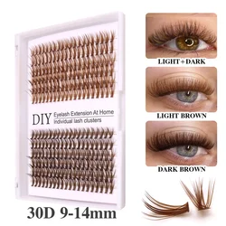 Mix Color 30D Russian Volume False Eyelashes Natural Soft DIY Cluster Segment Mix brown Lashes Cute Deer Rainbow Eyelashes