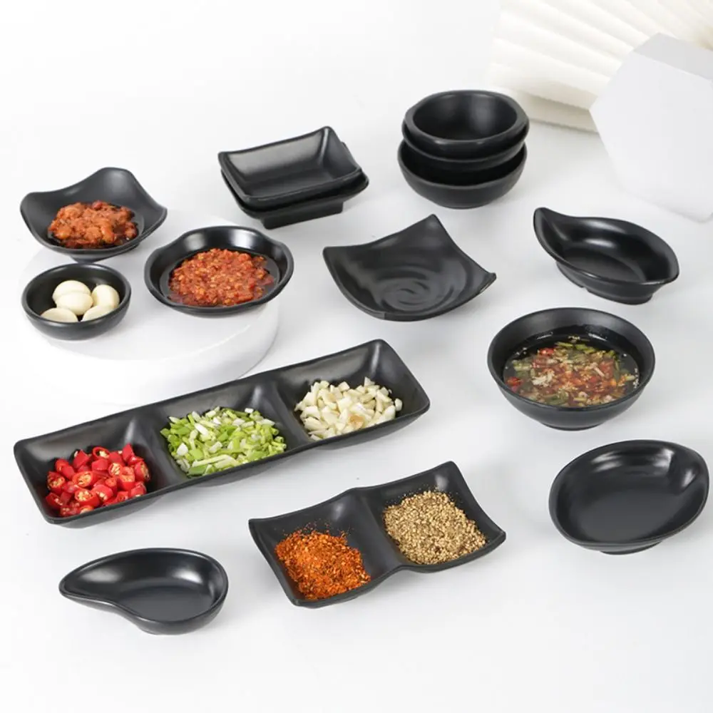 Japanese Style Melamine Sauce Dishes Black Vinegar Dishes Sushi Soy Dipping Sauce Bowl Multi-grid Soy Sauce Dish Seasoning Plate