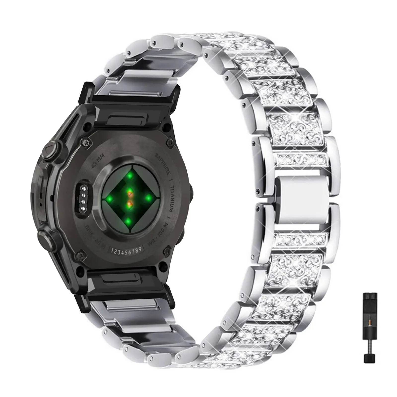 

Diamond Bands for Garmin Fenix 8 43mm/5S/5S Plus/6S/6S Pro/6S Sapphire/6S Solar/7S/7S Pro Band, Glitter Metal Strap for Women