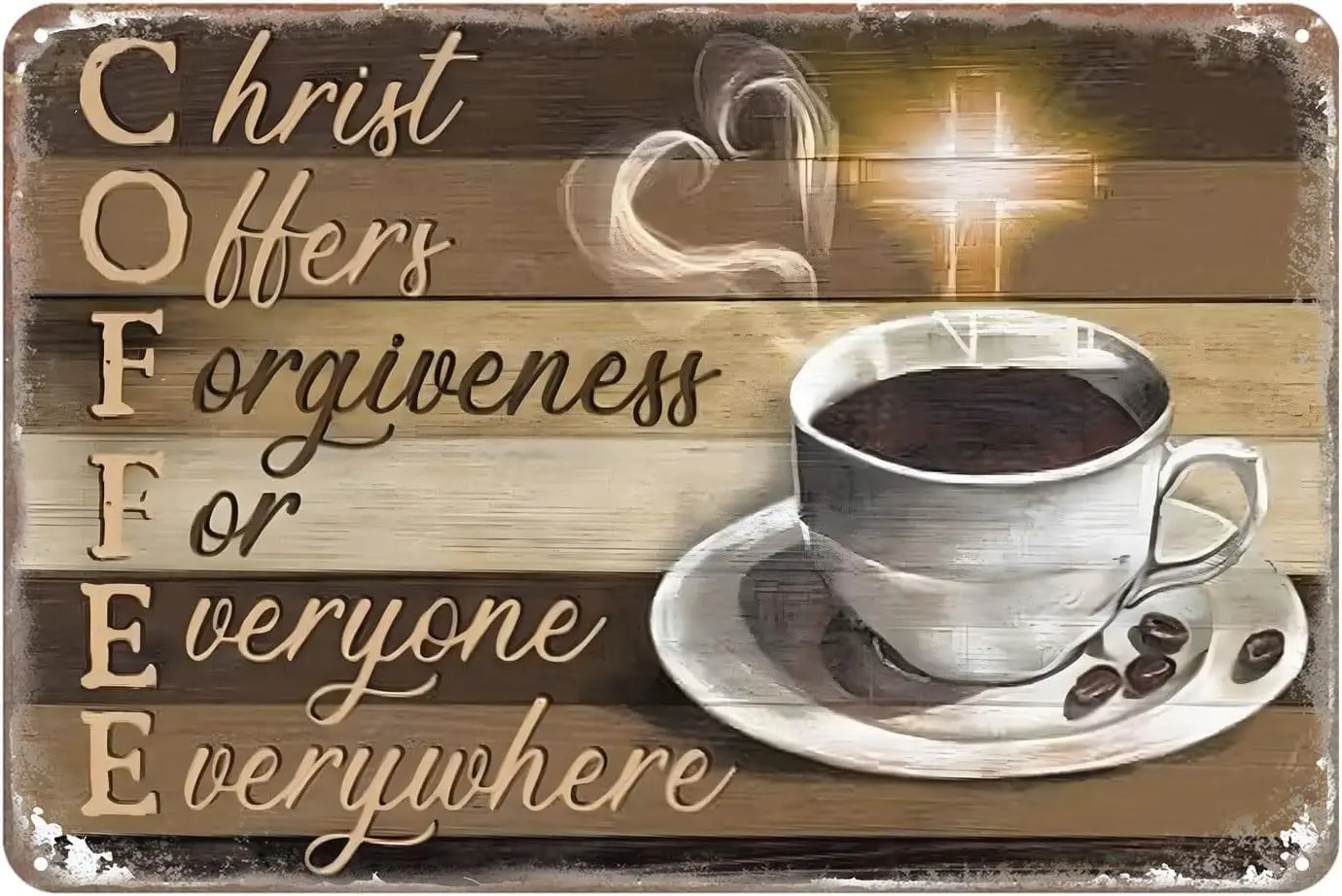 Christ Offers Forgiveness for Everyone Everywhere Gifts Funny Bathroom Decor Wall Art Coffee Bar Vintage Metal Tin Sign Office H