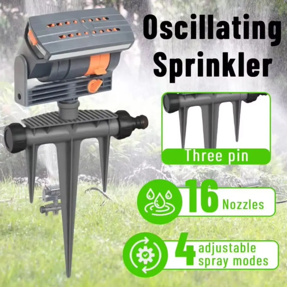 Oscillating Sprinkler Automatic Garden Sprinkler 4 Modes Watering Irrigation System Adjustable Flow for Plants Grasses Flowers