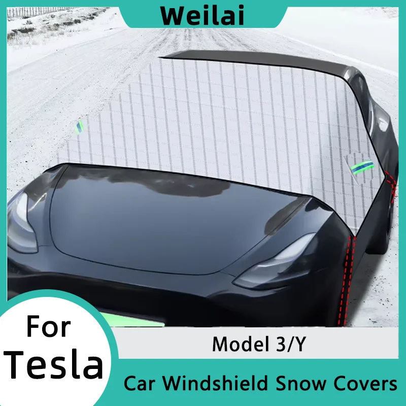 

Model Y Car Covers 2024 for Tesla Model 3 Outdoor Sunshade Snow Shield Winter Snowproof Frost Car Windshield Cover Accessories