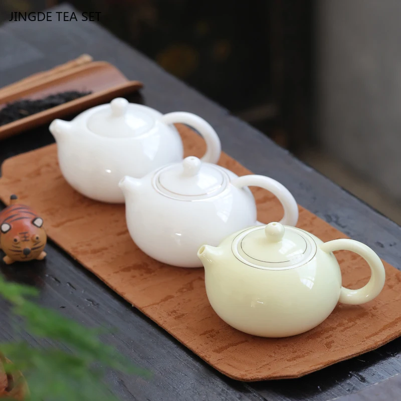 

210ml Dehua Sheep Fat Jade White Porcelain Teapot Home Ceramic Tea Infuser Custom Filter Xishi Beauty Kettle Chinese Tea Set