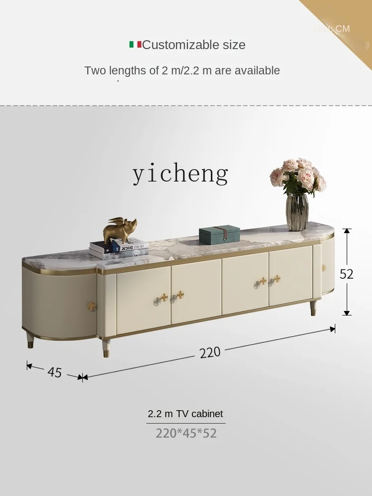 Tqh Light Luxury TV Cabinet Living Room Designer Customized Furniture High-Grade Marble Floor Cabinet Combination