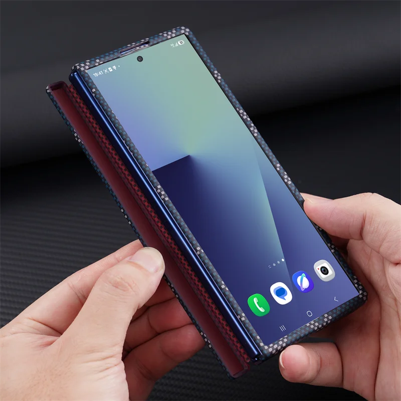 Carbon Fiber PC Screen Protect Film Case For Samsung Galaxy Z Fold 8Ultra 8 7 6 5 4 5G Magnetic For Magsafe Hinge Protect Cover
