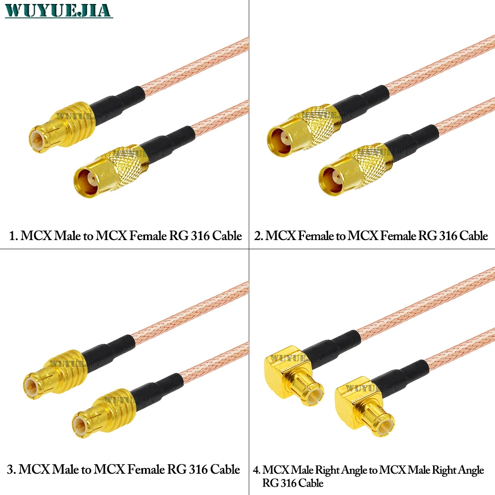 

1Pcs MCX RG-316 Pigtail Cable MCX Female Jack to MCX Male Plug / MCX Right Angle RG316 Pigtail 50 ohm RF Coaxial Extension Cable