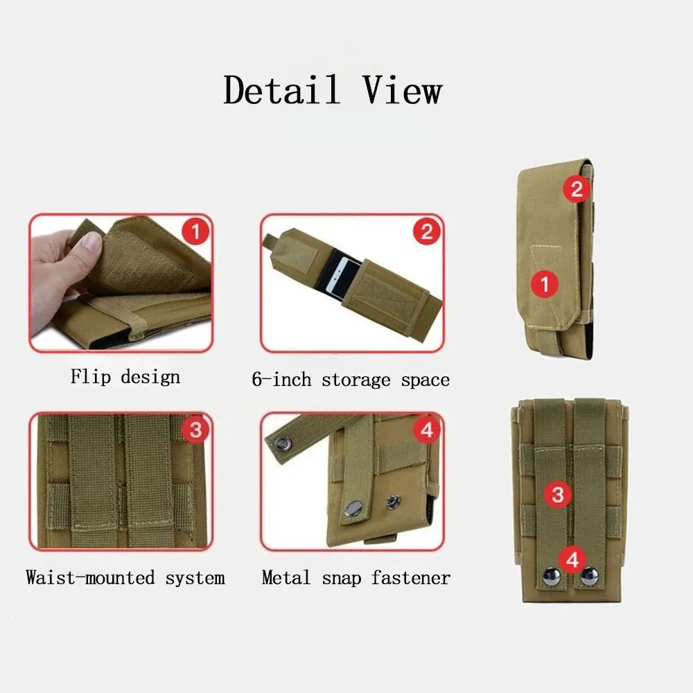 1Pc Outdoor Molle System Tactical Camouflage Mini Nylon Waist Pack 6in Phone Holder Sport Waist Bag Outdoor Sports Phone Bag
