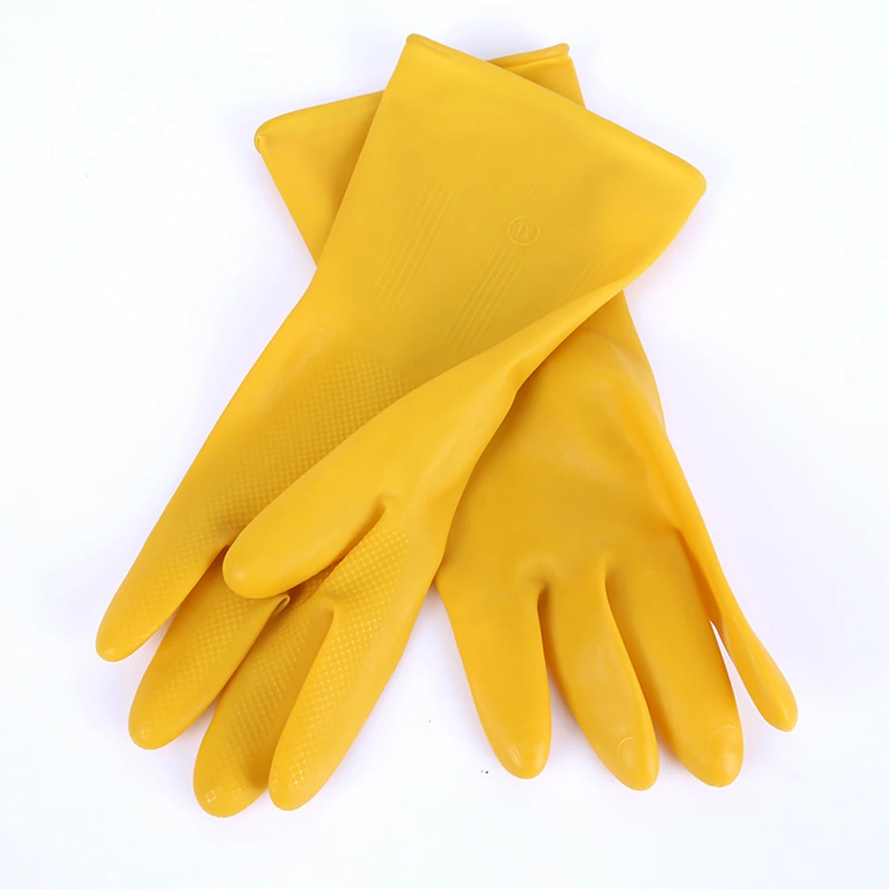 

2 Pairs Latex Waterproof Dishwashing Gloves Cleaning Kitchen Mitts Oil Proof Durable Household Gardening Work Gloves Scrubbing